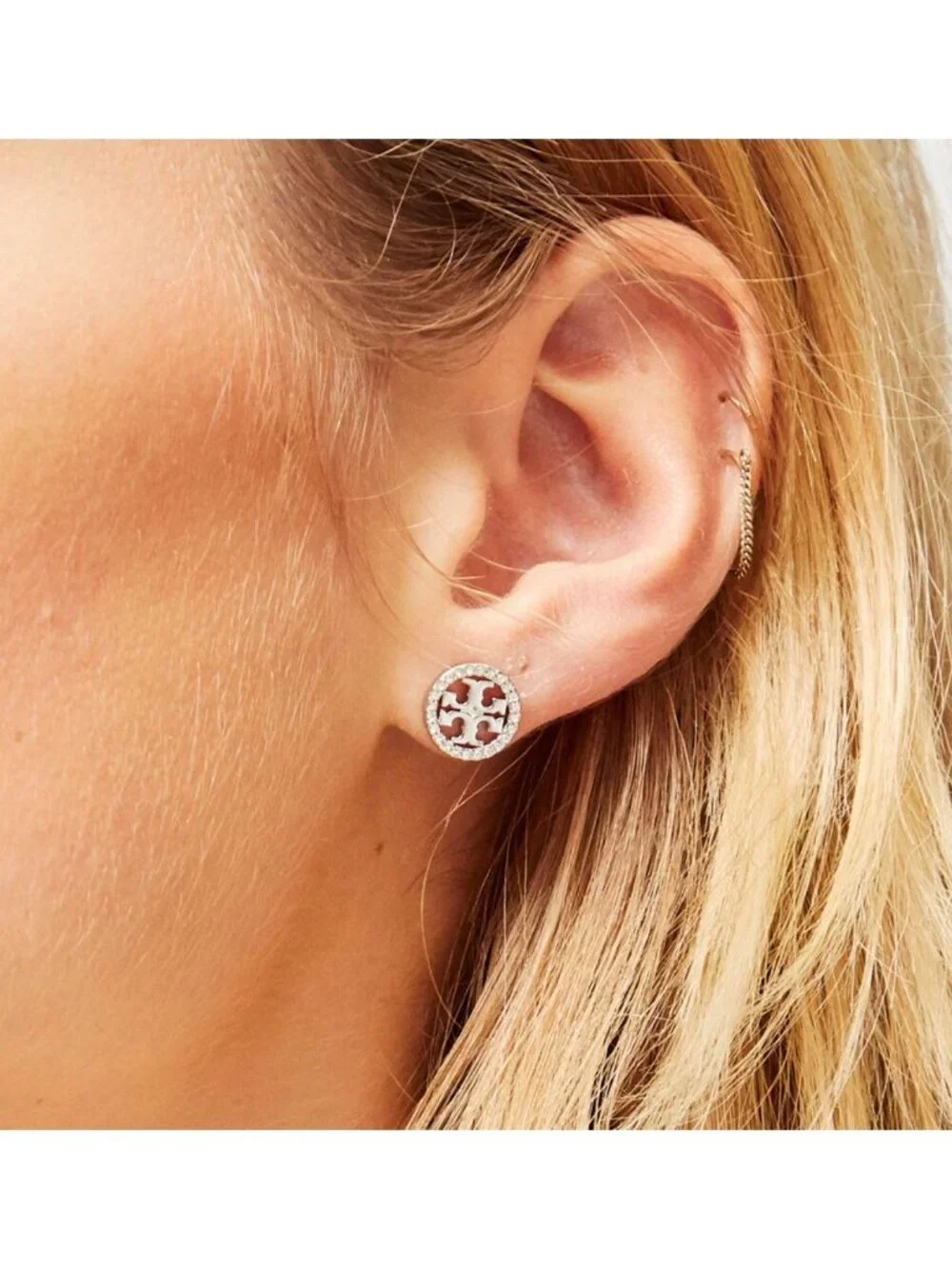 Tory Burch Gold Miller Pave Logo Studs